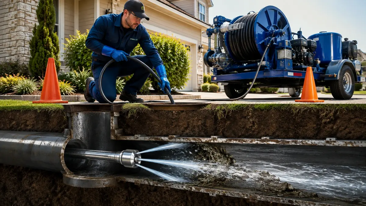 Main Sewer Line Hydro Jet Cleaning in Landers
