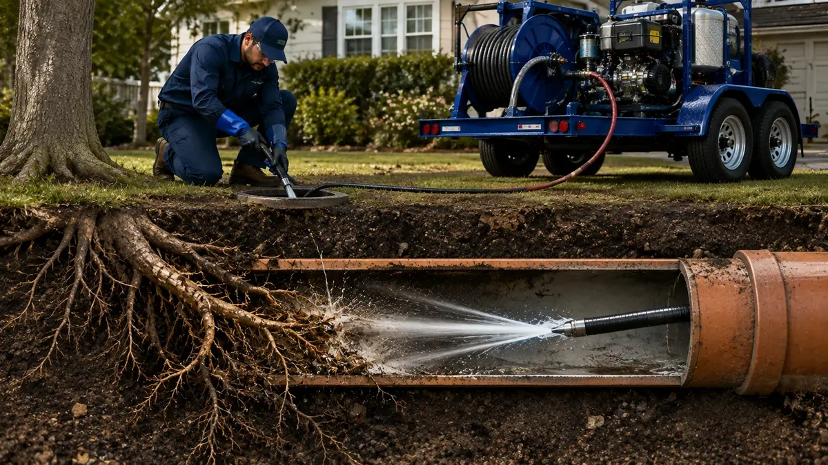 Tree Root Removal with Hydro Jetting in Landers